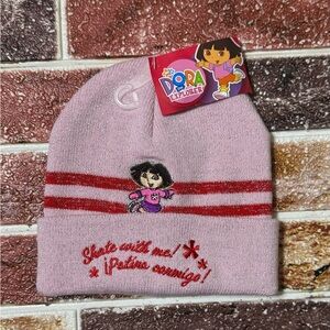 NWT Y2K Vintage 2004 Nick Jr Dora The Explorer sparkle knit hat girls skate